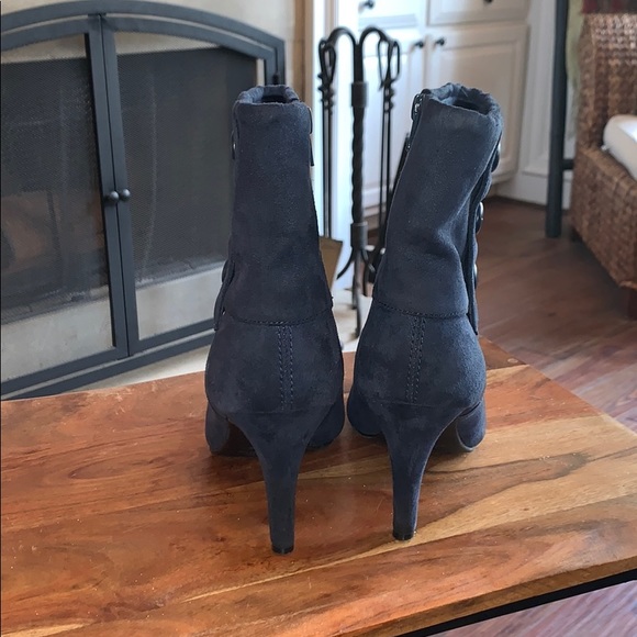 Fiona navy suede booties 7 1/2 vegan - Picture 3 of 6